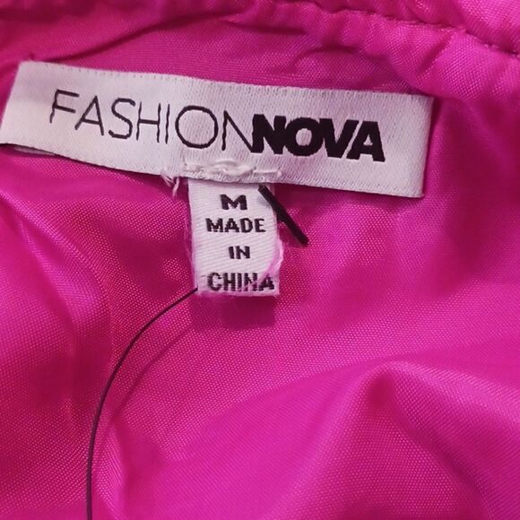 Fuchsia pink tweed cropped V neck corset top (M) - Picture 5 of 6